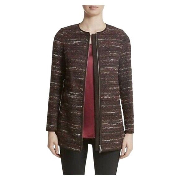 LAFAYETTE 148 New York Shiraz Tweed PRIA Taverna Two-Way Zip Jacket - Picture 1 of 13